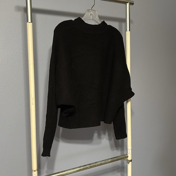 Solutions! Black Winged Sleeved Sweater, Size Small - Picture 2 of 5